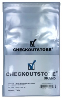 CheckOutStore Crystal Clear Current Age Thick Comic Book Bags Sealable Flap