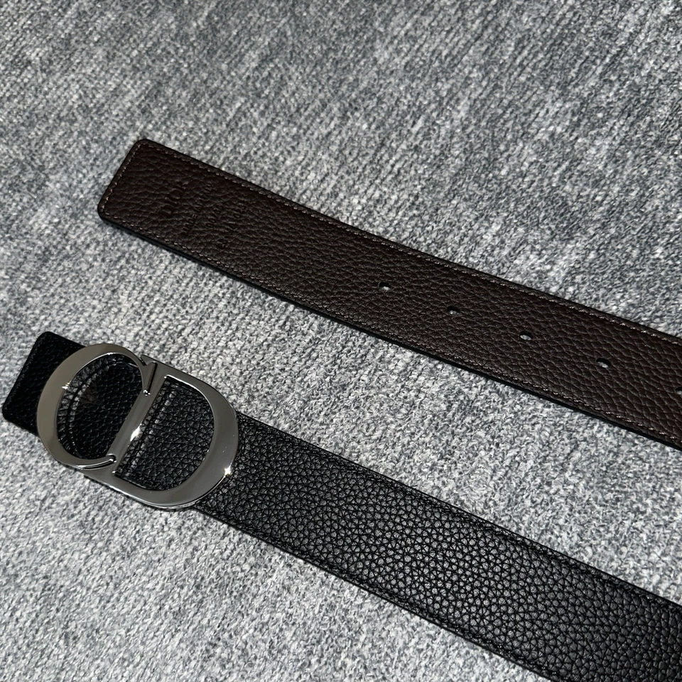 Cinturón Christian Dior Reversible Cuero Marrón Y Negro Talla 30-32 Foto 2 de 4