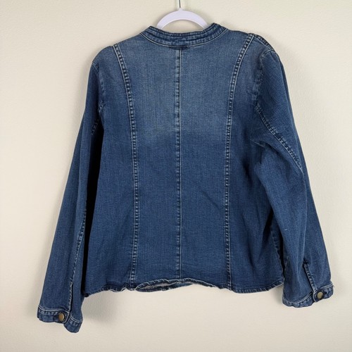 Giacca denim donna Lane Bryant taglia 22 jeans moto asimmetrica full zip plus - Foto 2 di 6