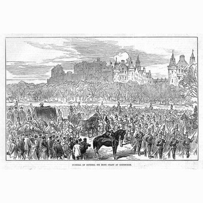 EDINBURGH Beerdigung von General Sir Hope Grant - antiker Druck 1875