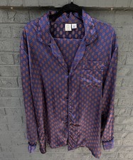 Vintage 1 London Men  s Long Sleeve Satin Pajama Set Blue Red Victoria  s Secret