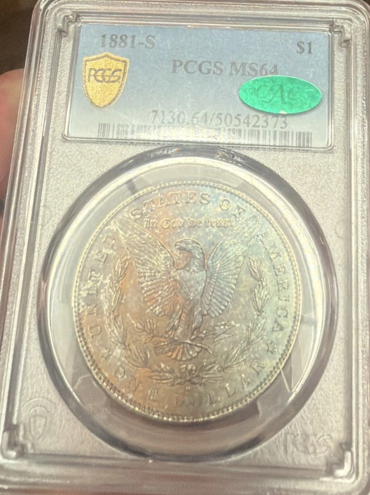 PCGS & CAC Certified MS 64 Graded 1881 Year Morgan US Dollars
