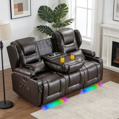 Recliner Sofa 3-seater Reclining Couch PU Leather Loveseat Home Theater Seating