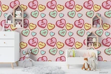3D Valentine Day Pattern Self-adhesive Removeable Wallpaper Wall Mural
