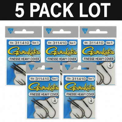 Gamakatsu Finesse Heavy Cover Hooks - St# 311410 Size 1 - LOT OF 5 PACKS