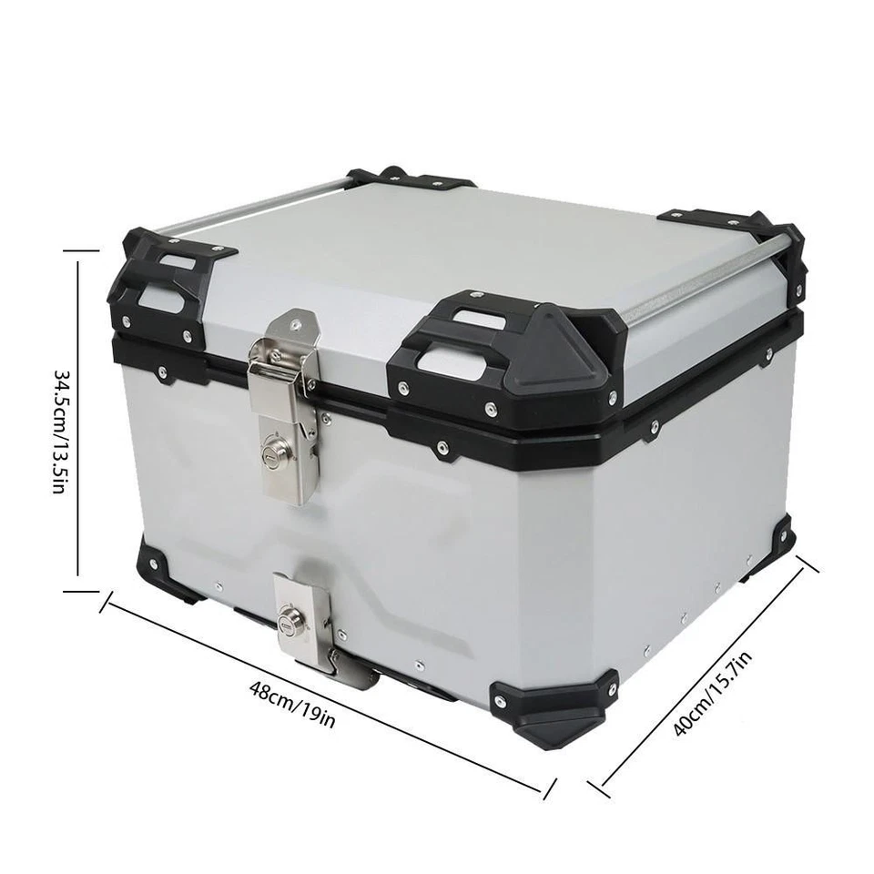 Rear Top Case Luggage Tour Tail Tool Box Lock 55L Motorcycle Aluminum Trunk Foto 3 de 4