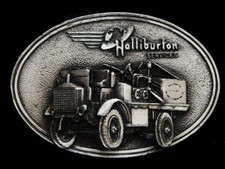 NF08136 VINTAGE 1982 ***HALLIBURTON*** 1916 FWD PUMP TRUCK PEWTER BUCKLE