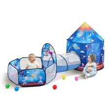 VEVOR Gift for Toddler Boys & Girls, Blue Rocket Play Tent & Tunnels for Kids