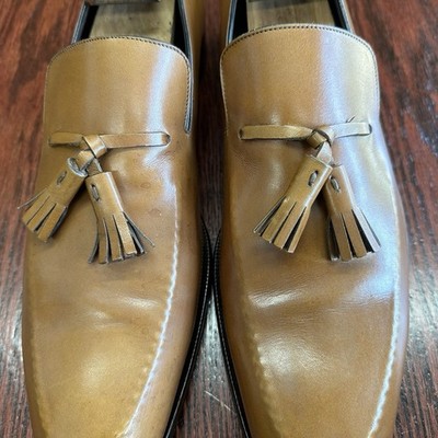 $920 Mens Brown Ferragamo Leather Tassel Loafers Sz 8 E, 9 D  display picture 3