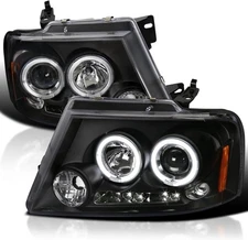 SPEC-D TUNING Dual Halo Projector Headlights Black Compatible with 2004-2008 For