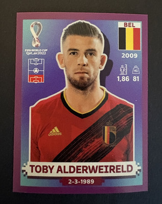 2022 Panini FIFA World Cup Qatar Toby Alderweireld Purple Sticker Belgium