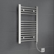 Electric Flat Chrome Towel Rail 700 x 400mm - 150W Steel Wall Mounted Bathroom