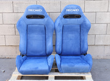 2pc Recaro Sr4 Style Blue Suede Reclinable Bucket Seats Pair 2pc Recaro Sr4 Style Blue Suede Reclinable Bucket Seats Pair