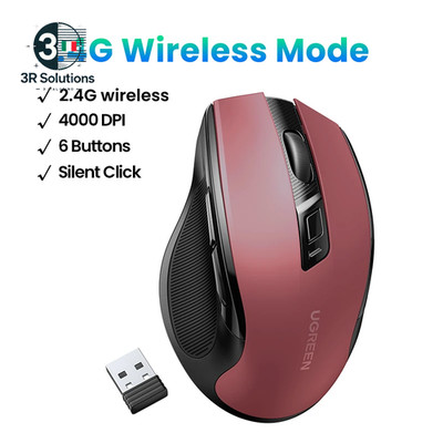 1948 Top Sale】Mouse Ugreen Mouse Ergonomic Wireless 4000 DPI Quiet 6 Pulse