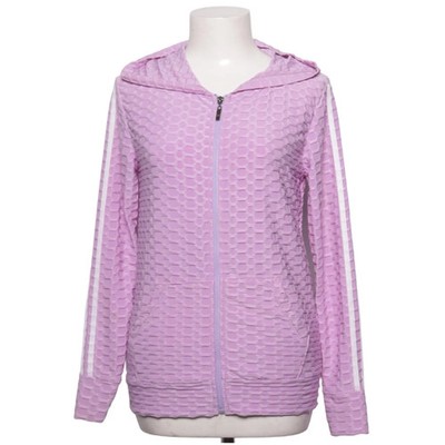 Kapuzenpullover, Größe: M/L, Lila/Weiß, Baumwolle/Polyamid, Streifen, Damen #Hyr