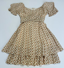 böhme Floral Tiered Mini Dress Ditsy Cottagecore Short Ruffle Sleeve Size S 