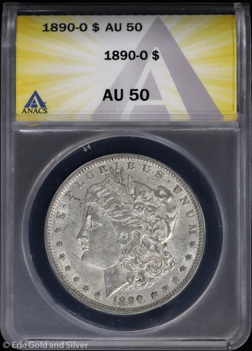1890-O $1 Morgan Silver Dollar ANACS AU 50