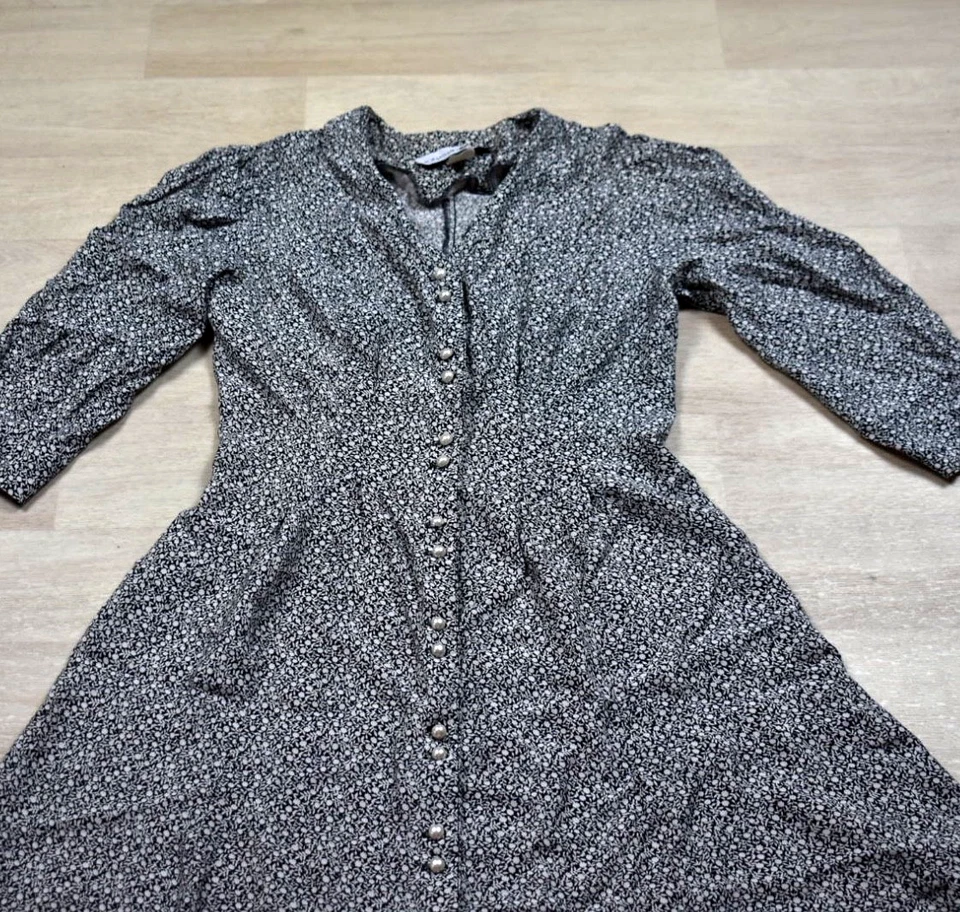 90s Jonathan Martin Midi Dress Floral Cottagecore Prairie Grunge Pearl VTG - Image 2 of 4