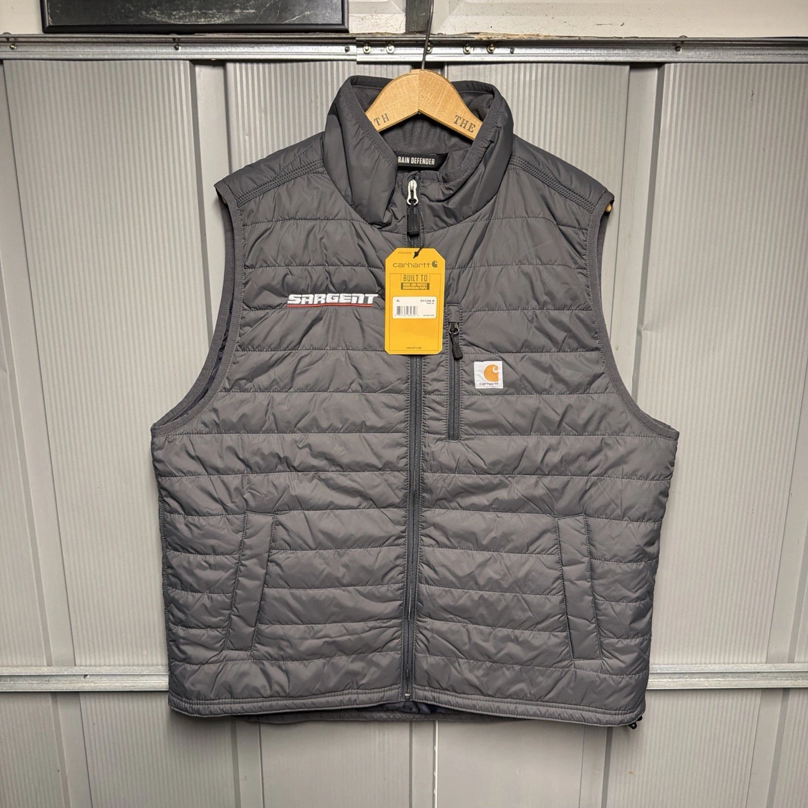 Carhartt Gilliam Vest Men’s XL Sargent Full Zip Rain Defender Gray NWT