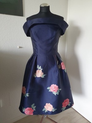 CHI CHI LONDON Kleid S 36 Cocktailkleid Abendkleid Ball Blau Rosen NEU!
