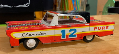 Rare 1960's Kyoei NASCAR 365 H.P. Stock Car #12 Tin Friction Racing Car 6'' Japan