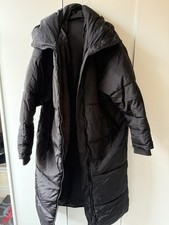 Zanzara Women’s S Black Long Quilted Padded Hooded Nylon Puffer Coat