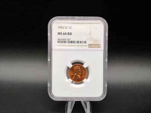 1957-D Lincoln Wheat Cent Penny 1c NGC MS66 RD - FREE Shipping!