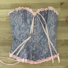 Womens Blue Pink Sweetheart Lace Up Corset Bustier Top Size S