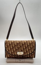 Auth Christian Dior Trotter Canvas Leather Brown Shoulder Bag NS040473