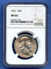 1961 P NGC MS65 Franklin Half Dollar 50c Silver US Mint Coin 1961-P MS-65