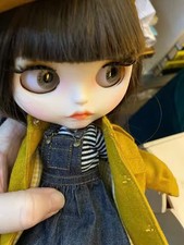 Blythe Doll Nude 12'' Black Hair  Bangs Matte Face White Skin Jointed Body OOAK