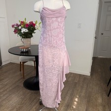 Urban Outfitters Pink Floral Asymmetrical Ruffle Maxi Dress Small Fairy romantic