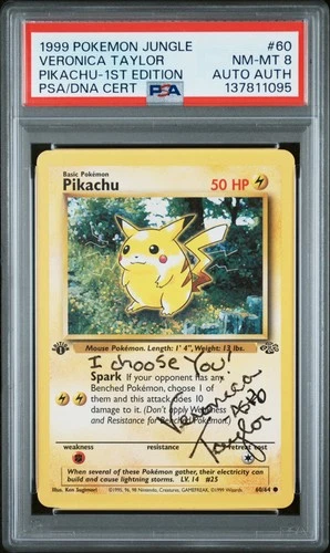 1999 POKEMON JUNGLE 1ST ED #60 PIKACHU PSA 8 AUTO AUTHENTIC