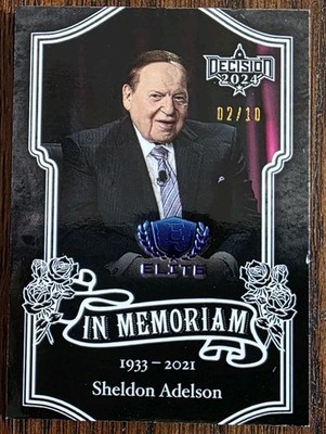 Decision 2024 Elite Sheldon Adelson In Memoriam #E25 Rainbow Foil #'d 2/10