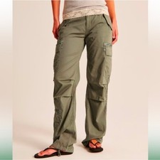 Abercrombie  Fitch Cargo Pants Green Y2K Military Utility Women Size 29S/8s