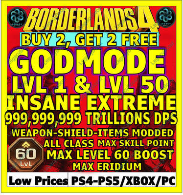 #ad 🔥BORDERLANDS 4✨WEAPONS MODDED LEVEL 1 ONE GEAR MODDED ✴️ GODMODE ✅PC PS XBOX✨UP $3.00