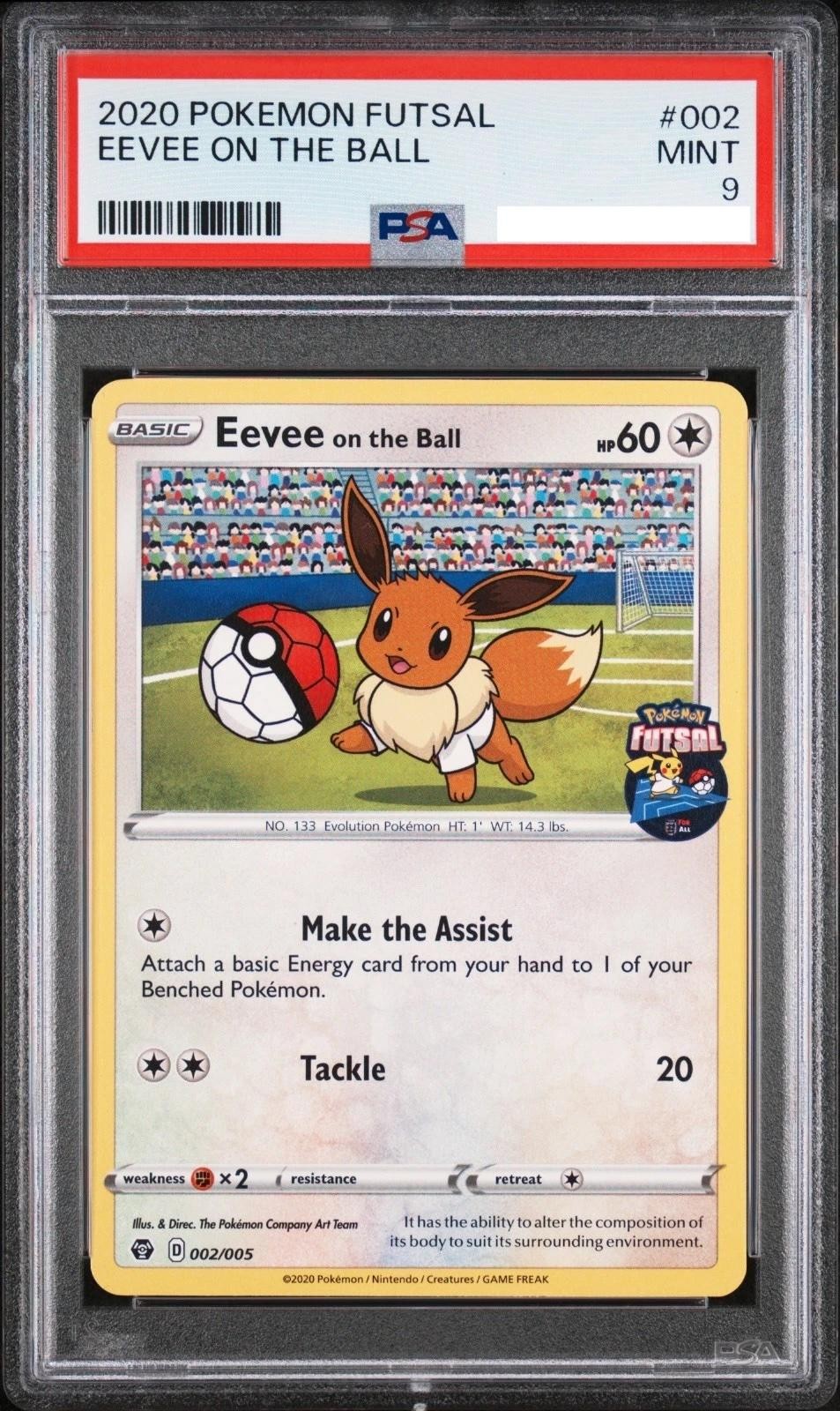PSA 9 Eevee On The Ball 002/005 Futsal Pokemon