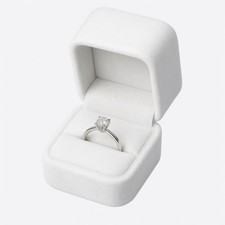Velvet Ring Box White Jewelry Gift Box Compact Storage for Rings and Small