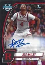 2025 Bowman Chrome U Ace Bailey Black Wave Bowman 1ST Auto Rutgers Utah Jazz RC