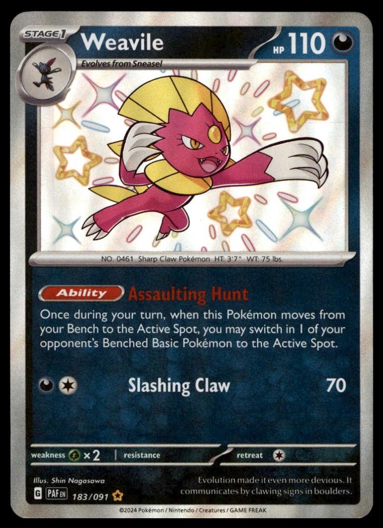 Pokémon TCG Paldean Fates #183 Weavlie Shiny Rare