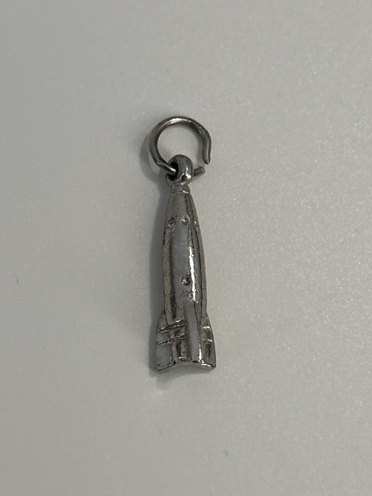 Vintage Silver Toned Rocket Ship Charm