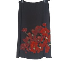 Dana Buchman 100 Silk Two Layer Floral Midi Skirt Womens Sz 10 P