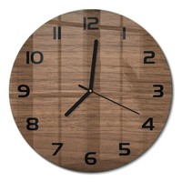 Runde Wanduhr Aus Glas FüR Die Wand Holzhintergrund Schwarze Zeiger Fi30 Cm