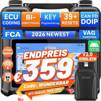 2026 XTOOL D7W PROFI KFZ OBD2 Diagnosegerät ALLE SYSTEM ECU Codierung Deutsch