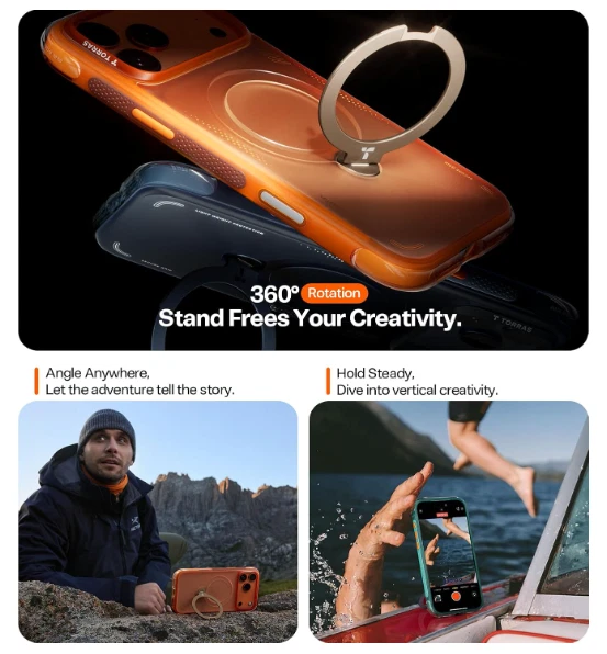 Funda TORRAS Ostand Q3 Air iPhone 17 Pro Soporte Magnético Más Fuerte, Azul Medianoche Foto 3 de 4