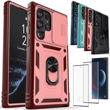 For Samsung S25/Plus/Ultra/Edge Magnetic Bracket Case Phone Cover Tempered Glass