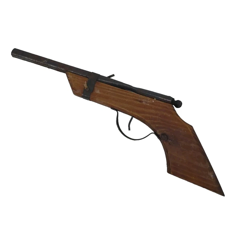 Antique Folk Art Wooden Toy Gun - With Metal Barrel and Trigger - Image 2 of 4