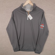 Peter Millar Men's Perth Performance 1/4 Zip Medium Iron Gray Logo Golf Outdoor