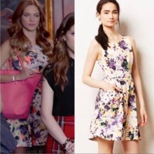 Anthropologie Maeve Sleeveless Pebble Pocket Floral Print Dress Size 8 fit flare