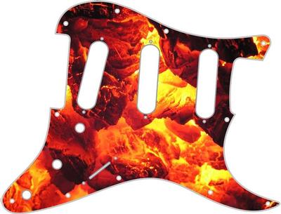 Stratocaster Pickguard Custom Fender SSS 11 Hole Guitar Pick Guard Fire Embers